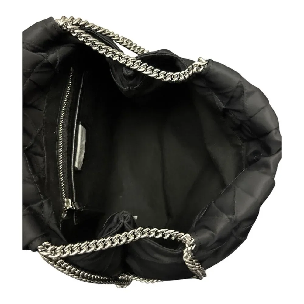 Tory Burch Black Fleming Nylon Backpack Quilted Drawstring Chain Bag New $500
